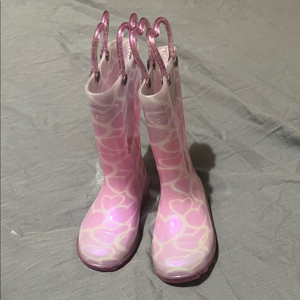 Western Chief Pink Heart Pattern Kids Rain Boots